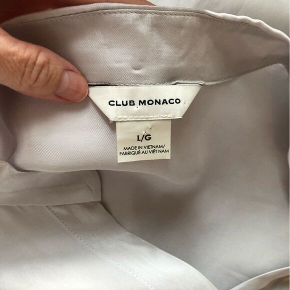 Club Monaco Dropped Shoulder Long Sleeve High Low Flowy Two Button Top Size L - Picture 9 of 11